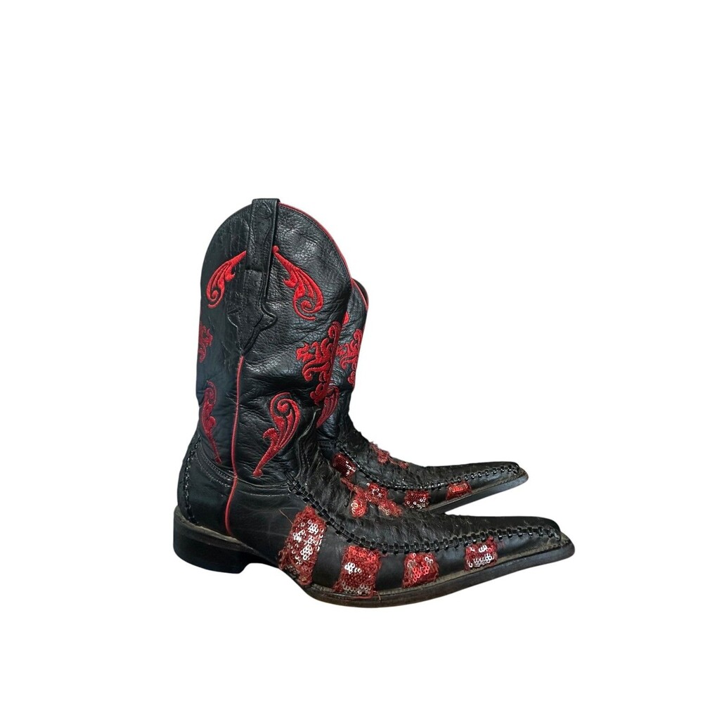 Aguila Real Black Python Snake Print Cowboy Boots Mens Sz 7